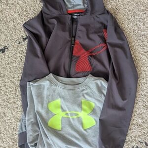 Under Armour Kids Hoodie and Shirt - Black and Gray